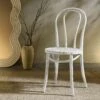 Camille Elm Wood And Rattan Bentwood Dining Chair, Distressed White -Garden Store DCH 002 WASHWHITE main