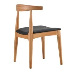 Arley Set Of 2 Beech Wood Dining Chairs, Natural And Black -Garden Store DCH 007 NAT BLACKPU 2P WB5