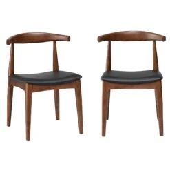 Arley Set Of 2 Beech Wood Dining Chairs, Walnut And Black -Garden Store DCH 007 WALNUT BLACKPU 2P WB1
