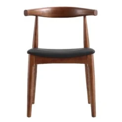 Arley Set Of 2 Beech Wood Dining Chairs, Walnut And Black -Garden Store DCH 007 WALNUT BLACKPU 2P WB3