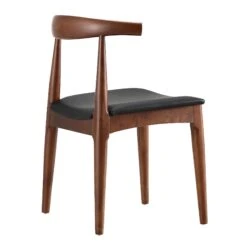 Arley Set Of 2 Beech Wood Dining Chairs, Walnut And Black -Garden Store DCH 007 WALNUT BLACKPU 2P WB5