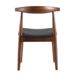 Arley Set Of 2 Beech Wood Dining Chairs, Walnut And Black -Garden Store DCH 007 WALNUT BLACKPU 2P WB6