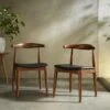 Arley Set Of 2 Beech Wood Dining Chairs, Walnut And Black