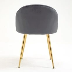 Milverton Pair Of 2 Velvet Dining Chairs With Golden Chrome Legs (Grey) -Garden Store DCH 2113 GREY VEL 2P 5