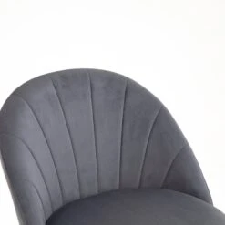 Milverton Pair Of 2 Velvet Dining Chairs With Golden Chrome Legs (Grey) -Garden Store DCH 2113 GREY VEL 2P detail1