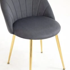 Milverton Pair Of 2 Velvet Dining Chairs With Golden Chrome Legs (Grey) -Garden Store DCH 2113 GREY VEL 2P detail2