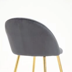 Milverton Pair Of 2 Velvet Dining Chairs With Golden Chrome Legs (Grey) -Garden Store DCH 2113 GREY VEL 2P detail3