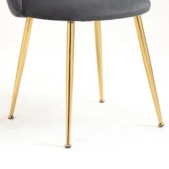Milverton Pair Of 2 Velvet Dining Chairs With Golden Chrome Legs (Grey) -Garden Store DCH 2113 GREY VEL 2P detail4