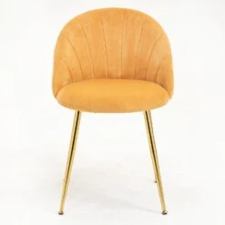 Milverton Pair Of 2 Velvet Dining Chairs With Golden Chrome Legs (Mustard) -Garden Store DCH 2113 MUSTARD VEL 2P 3