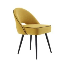 Oakley Set Of 2 Mustard Yellow Velvet Upholstered Dining Chairs With Piping 19 Oakley Set Of 2 Mustard Yellow Velvet Upholstered Dining Chairs With Piping -Garden Store DCH 2138 MUSTARD VEL 2P WB4