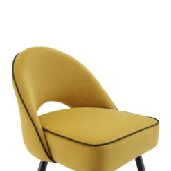 Oakley Set Of 2 Mustard Yellow Velvet Upholstered Dining Chairs With Piping 22 Oakley Set Of 2 Mustard Yellow Velvet Upholstered Dining Chairs With Piping -Garden Store DCH 2138 MUSTARD VEL 2P detail1