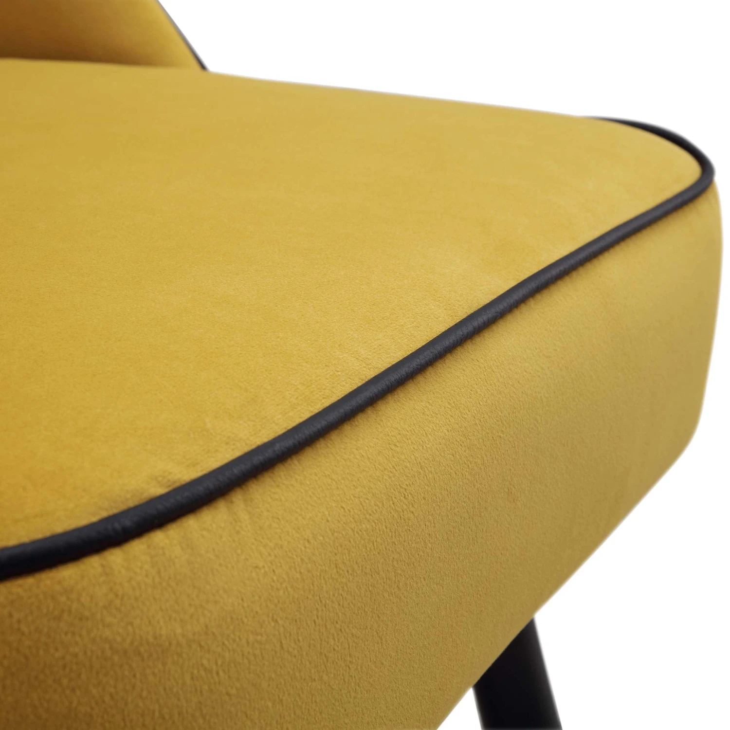 Oakley Set Of 2 Mustard Yellow Velvet Upholstered Dining Chairs With Piping 12 Oakley Set Of 2 Mustard Yellow Velvet Upholstered Dining Chairs With Piping - Image 10