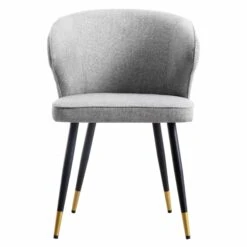 Langham Set Of 2 Grey Woven Fabric Carver Dining Chairs With Fluted Back -Garden Store DCH 2143 GREY WOV 2P WB2