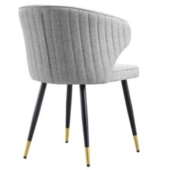 Langham Set Of 2 Grey Woven Fabric Carver Dining Chairs With Fluted Back -Garden Store DCH 2143 GREY WOV 2P WB6