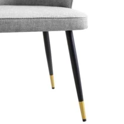 Langham Set Of 2 Grey Woven Fabric Carver Dining Chairs With Fluted Back -Garden Store DCH 2143 GREY WOV 2P detail4