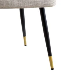 Langham Set Of 2 Oatmeal Woven Fabric Carver Dining Chairs With Fluted Back -Garden Store DCH 2143 TAUPE WOV 2P detail4