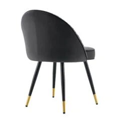 Miyae Set Of 2 Pleated Charcoal Velvet Upholstered Dining Chairs -Garden Store DCH 2144 CHARCOAL VEL 2P WB6