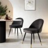 Miyae Set Of 2 Pleated Charcoal Velvet Upholstered Dining Chairs -Garden Store DCH 2144 CHARCOAL VEL 2P main