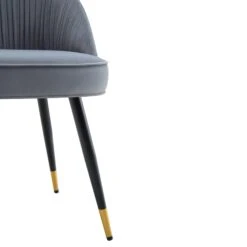 Miyae Set Of 2 Pleated Light Grey Velvet Upholstered Dining Chairs -Garden Store DCH 2144 LIGHTGREY VEL 2P detail3