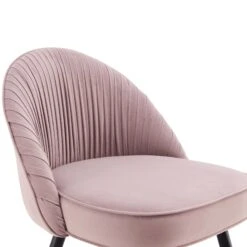 Miyae Set Of 2 Pleated Pale Pink Velvet Upholstered Dining Chairs -Garden Store DCH 2144 PINK VEL 2P detail1