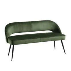 Oakley Dark Green Velvet Upholstered 3 Seater Dining Bench With Contrast Piping -Garden Store DCH 2147 DARKGREEN VEL WB2