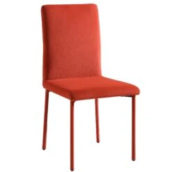 Fernie Set Of 2 Ochre Burnt Orange Velvet Dining Chairs With Upholstered Legs -Garden Store DCH 2151 OCHRE VEL 2P WB3