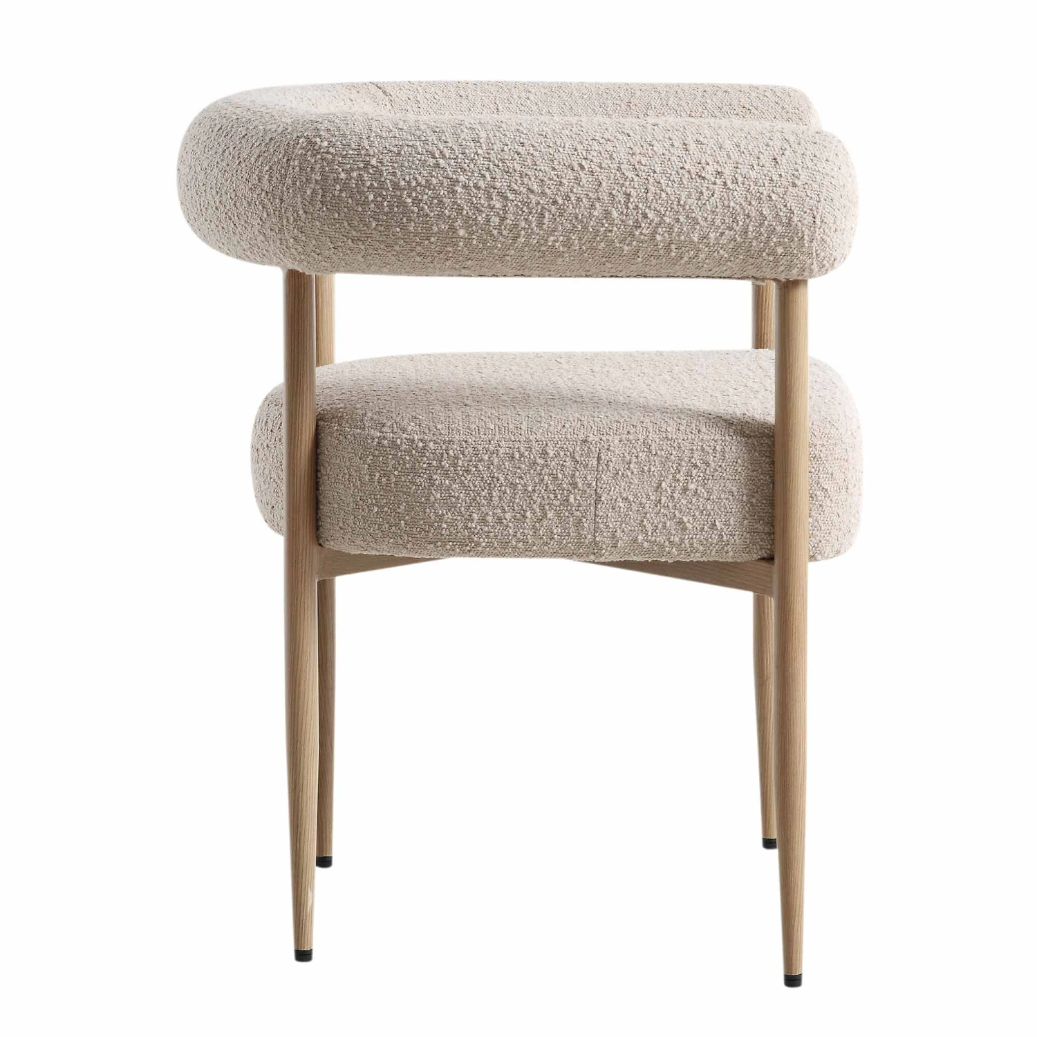 Fulbourn Taupe Boucle Dining Chair With Natural Wood Effect Legs 9 Fulbourn Taupe Boucle Dining Chair With Natural Wood Effect Legs - Image 7
