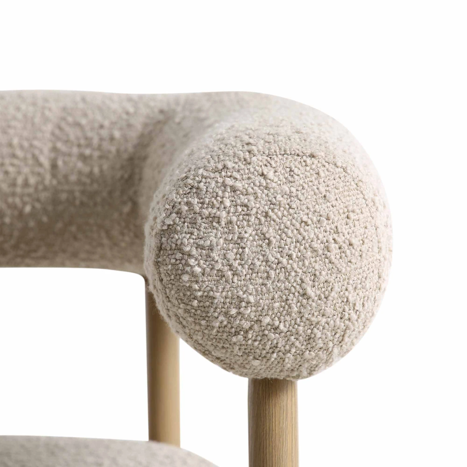 Fulbourn Taupe Boucle Dining Chair With Natural Wood Effect Legs 14 Fulbourn Taupe Boucle Dining Chair With Natural Wood Effect Legs - Image 12