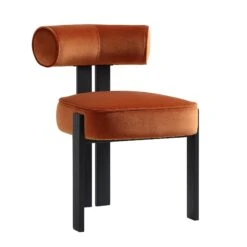 Ophelia Rust Velvet Dining Chair -Garden Store DCH 2187 RUST VEL WB2