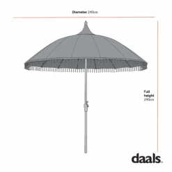 Hacienda 2.4M Sage Green Beaded Carousel Garden Parasol With Fringe Tassels And Aluminium Tilt 15 Hacienda 2.4M Sage Green Beaded Carousel Garden Parasol With Fringe Tassels And Aluminium Tilt -Garden Store Dimensional Drawings APR 2023 HACIENDAPARASOL 61d495cf c642 466b 9a04 d14ebad83f01