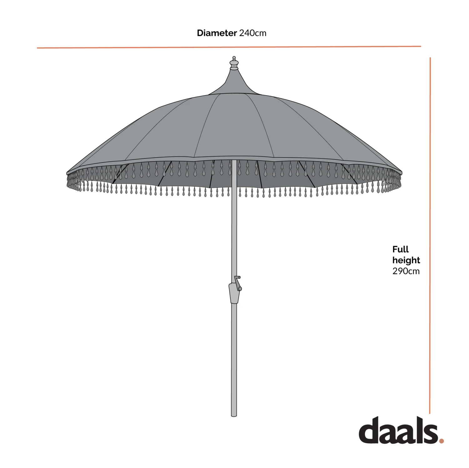 Hacienda 2.4M Sage Green Beaded Carousel Garden Parasol With Fringe Tassels And Aluminium Tilt 6 Hacienda 2.4M Sage Green Beaded Carousel Garden Parasol With Fringe Tassels And Aluminium Tilt - Image 4