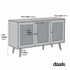Frances Woven Rattan 3-Door Sideboard, White -Garden Store Dimensional Drawings AUGUST 2022 FTSB001 4fb03710 5fd9 40aa 81ef 03b7b64d9cfa