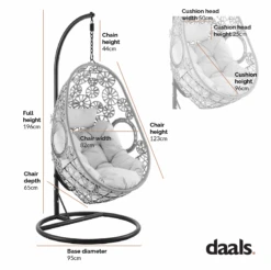 Daisy Floral Pattern Indoor Outdoor Hanging Chair -Garden Store Dimensional Drawings OD HC 013