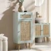 Frances Woven Rattan 1-Door Bathroom Cabinet, Mint -Garden Store FT BAC 01 SAGE main