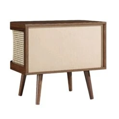 Izzy Curved Rattan Bedside Table, Walnut 22 Izzy Curved Rattan Bedside Table, Walnut -Garden Store FT BST 04 WALN WB5