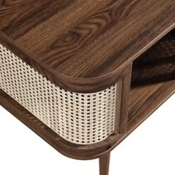 Izzy Curved Rattan Bedside Table, Walnut 23 Izzy Curved Rattan Bedside Table, Walnut -Garden Store FT BST 04 WALN detail1
