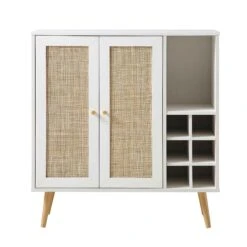 Frances Woven Rattan Drinks Cabinet, White -Garden Store FT CAB 02 WHITE WB1