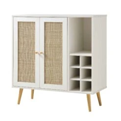Frances Woven Rattan Drinks Cabinet, White -Garden Store FT CAB 02 WHITE WB2