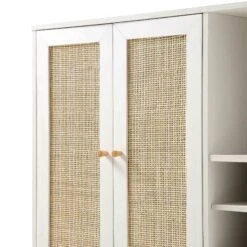 Frances Woven Rattan Drinks Cabinet, White -Garden Store FT CAB 02 WHITE detail1
