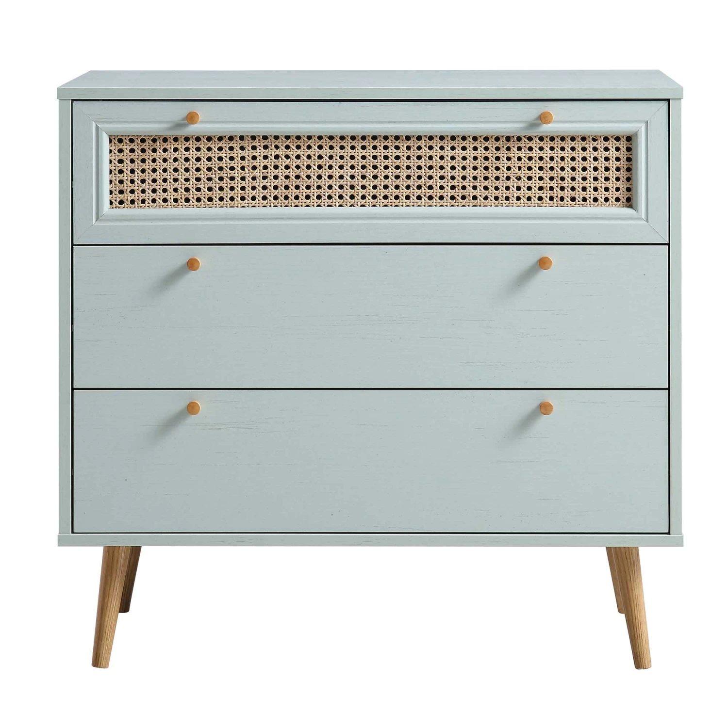 Anya Woven Rattan Chest Of 3 Drawer In Mint Colour 5 Anya Woven Rattan Chest Of 3 Drawer In Mint Colour - Image 3