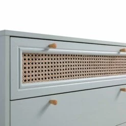 Anya Woven Rattan Chest Of 3 Drawer In Mint Colour 20 Anya Woven Rattan Chest Of 3 Drawer In Mint Colour -Garden Store FT COD 001 SAGE detail1