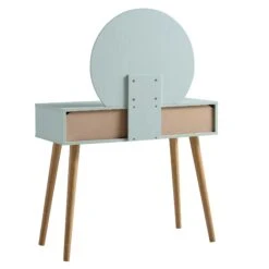 Frances Woven Rattan Dressing Table With Mirror, Mint -Garden Store FT DRTA 01 SAGE WB4