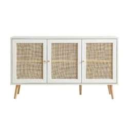 Frances Woven Rattan 3-Door Sideboard, White -Garden Store FT SB 001 WHITE WB1