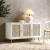 Frances Woven Rattan 3-Door Sideboard, White 1 Frances Woven Rattan 3-Door Sideboard, White -Garden Store FT SB 001 WHITE main