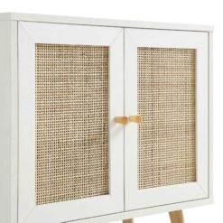 Frances Woven Rattan 2-Door Bathroom Undersink Unit, White -Garden Store FT UDS 01 WHITE detail2
