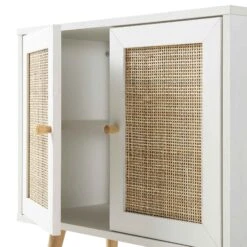 Frances Woven Rattan 2-Door Bathroom Undersink Unit, White -Garden Store FT UDS 01 WHITE detail3