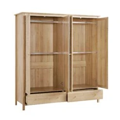 Frances Rattan 4-Door Wardrobe With 2 Drawers, Natural -Garden Store FT WARD 04 NAT WB3