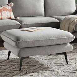 Obriel Grey Marl Fabric Footstool