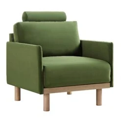 Timber Fern Green Velvet Armchair -Garden Store GCSF 2348 MOSS VEL 1ST WB1