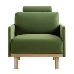 Timber Fern Green Velvet Armchair -Garden Store GCSF 2348 MOSS VEL 1ST WB2